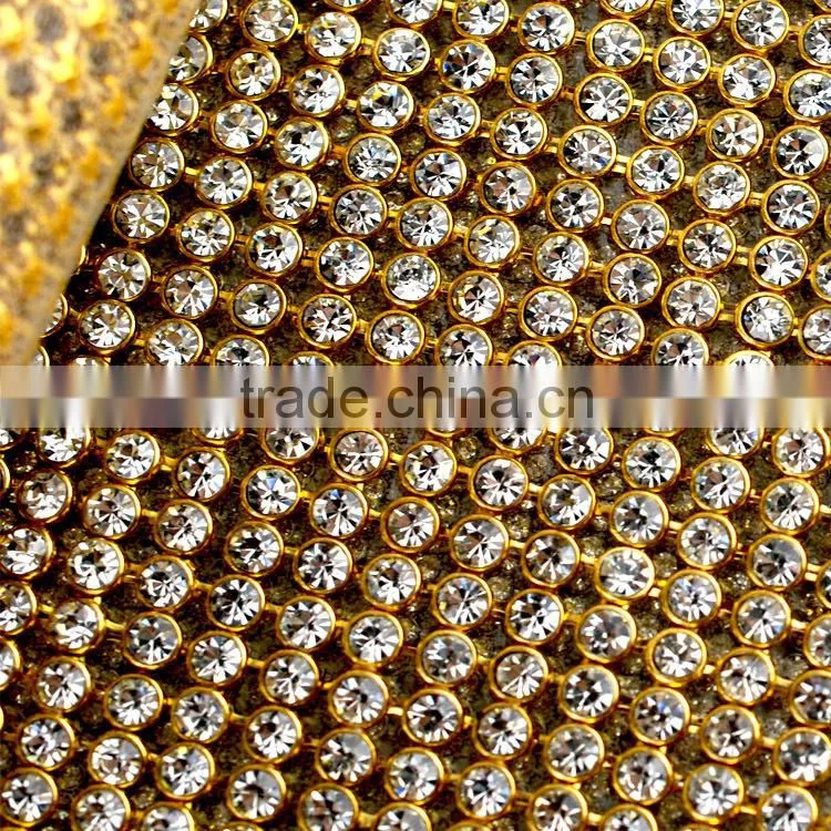 Wholesale 120 x 45cm Gold Aluminium Setting Transfer Crystal Rhinestone Mesh