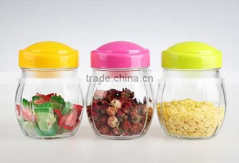 Alibaba colored plastic lid and glass spice jars wholesale