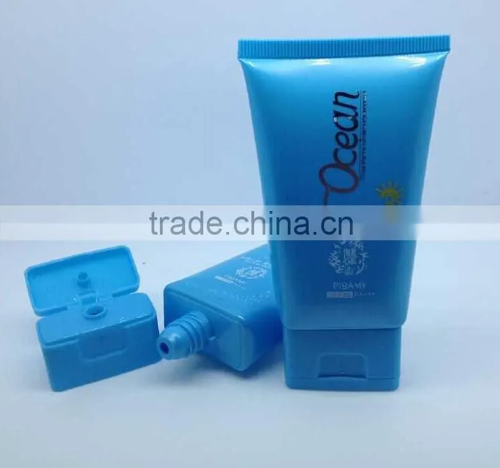 square cosmetic packaging with flip top cap for in sun protect lotion