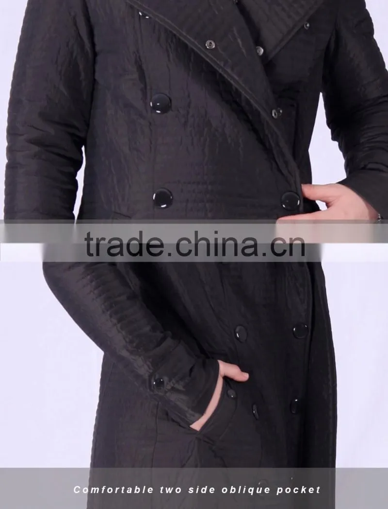 2016 Spring Fashion Long Slim Fit Women Coat With Paint Button