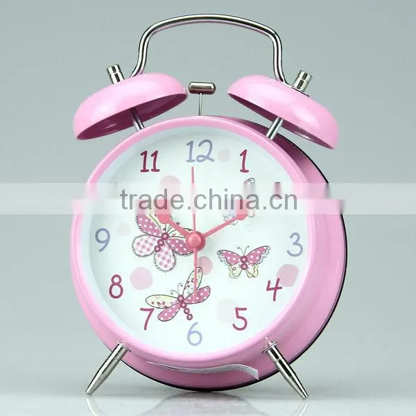 decorative mini double bell metal alarm clock for kids alarm clock