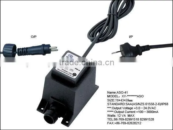Waterproof transformer with IP68 rating