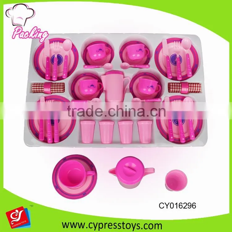 2016New Plastic tea set toy with fancy music and light for girl