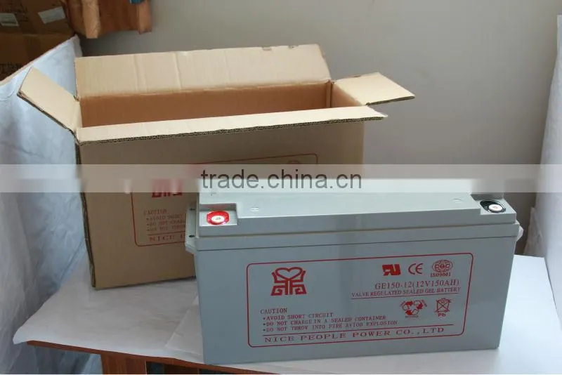 High quality GEL12v150ah deep cycle VRLA rechargeable battery for solar/wind power