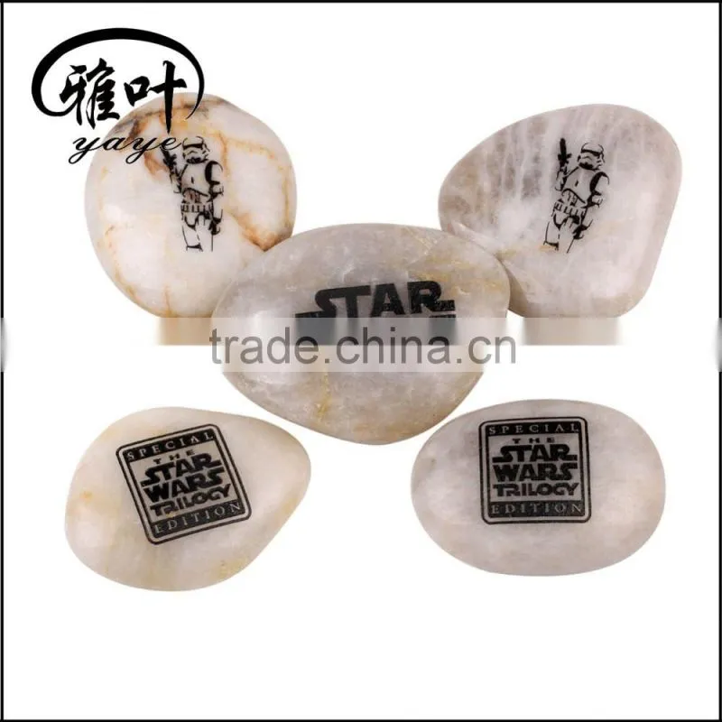 Wholesale Customized Engraved Black Letter pebbles Natural River Stones Fans Souvenir