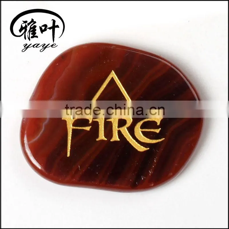 Wholesale engraved triangle symbol natural carnelian palm stone set
