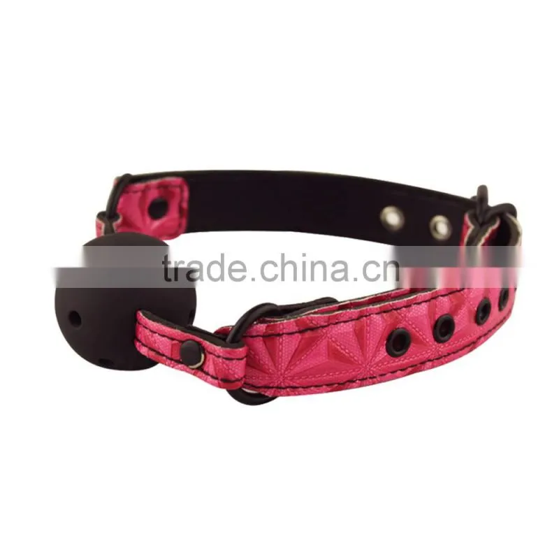 Wholesale ball gag adjustable leather mouth balls ,woman knitted strip gag by polyste