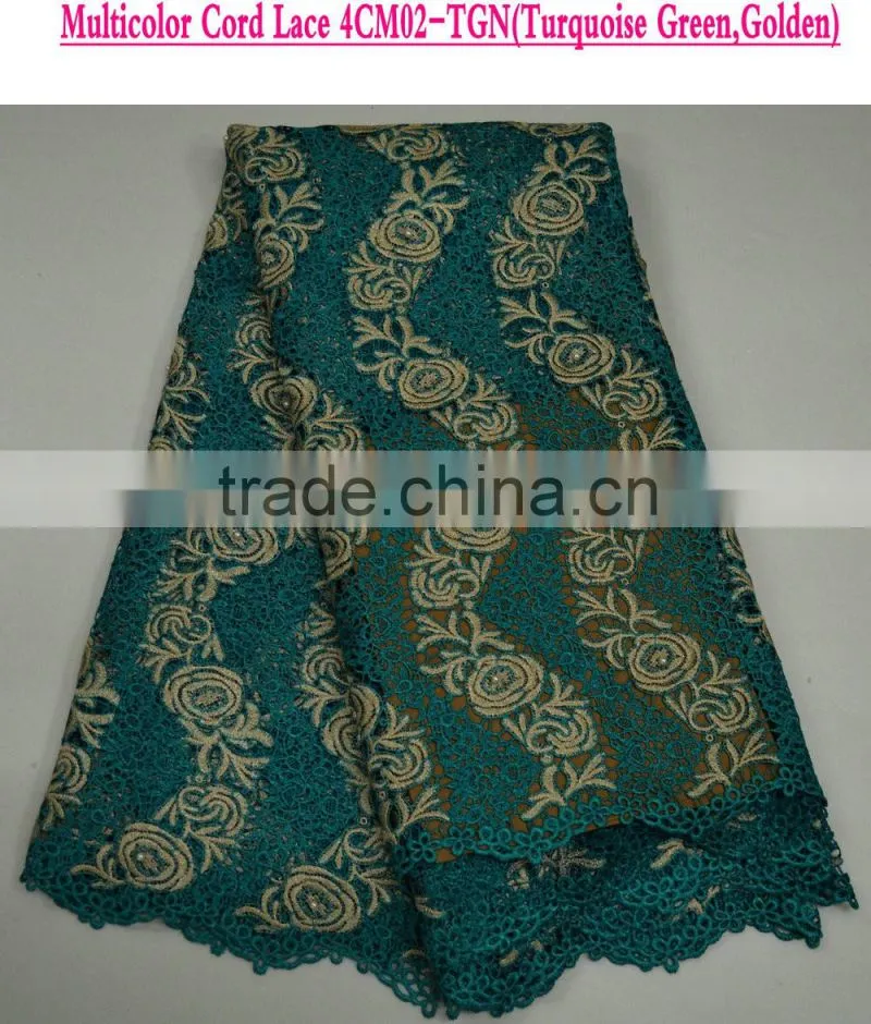 New style applique embroidery lace fabric flower girl dresses african lady clothes