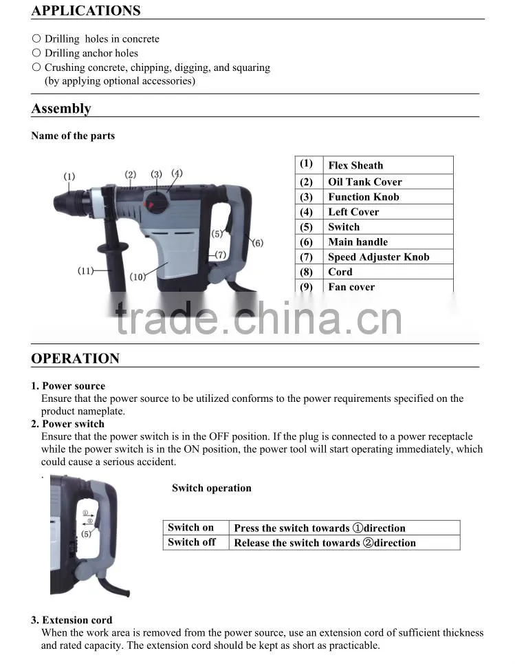 1200W rotary hammer with AVT