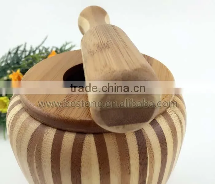 Custom Logo Bamboo Garlic Masher with Lid