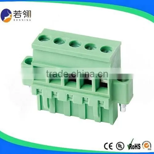 Electrical Brass M3.0 Terminal Block Pluggable Connectors Pitch 5.0mm 5.08mm
