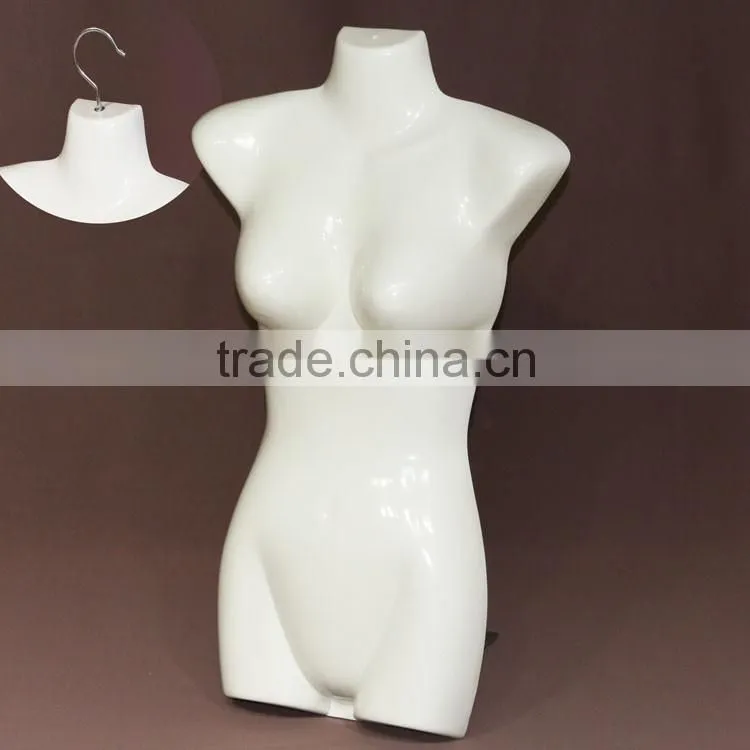 Headless plastic female half body hanging scale mannequin dress form