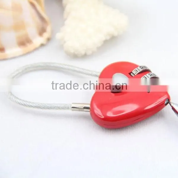 High Quality Mini Heart-shaped Padlock Heart Shape Resettable Combination Cable Lock Luggage Password Lock