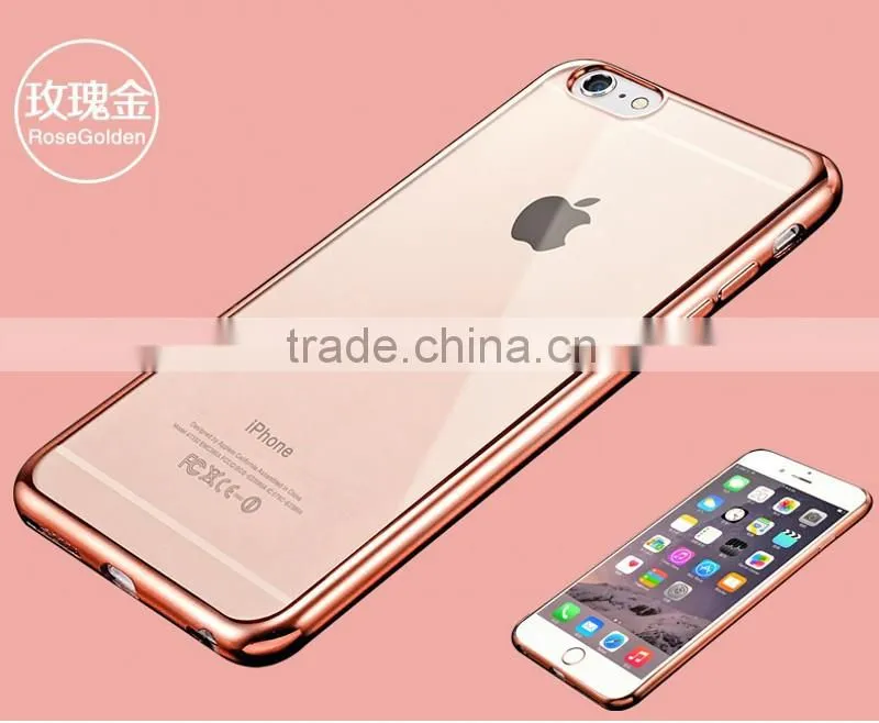 Wholesale hot selling mobile phone cover for iphone 6,electroplated transparent TPU mobile Phone cover For iphone 6