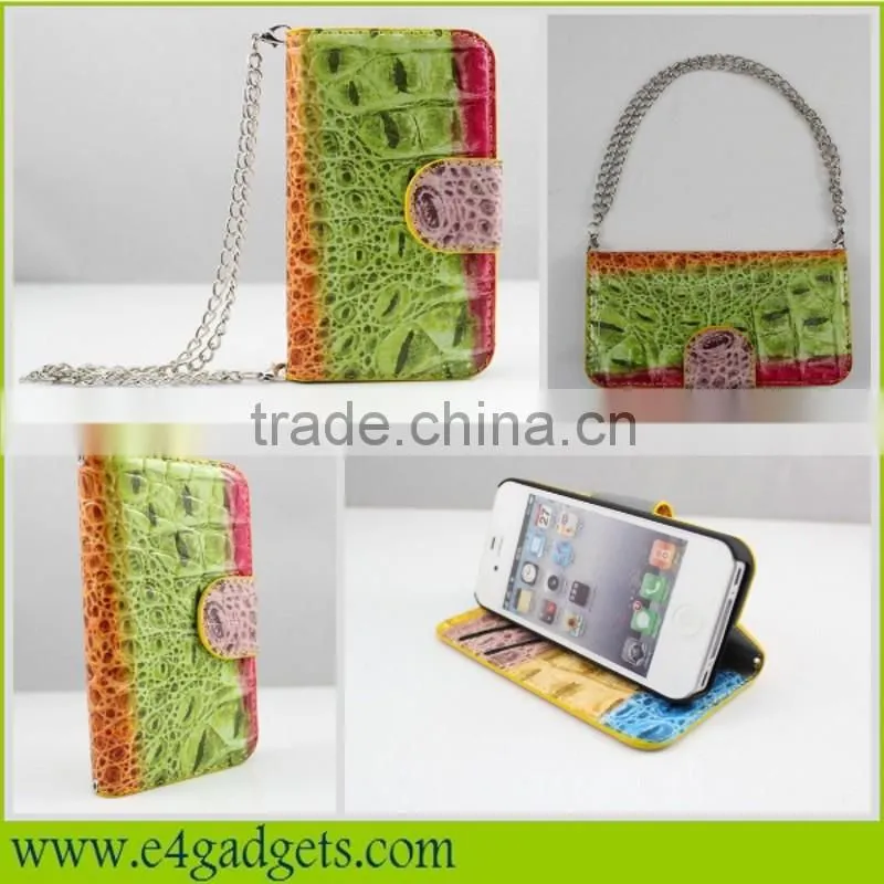 2014 New products colorful Crocodile PU handbag phone case for iphone 5S,for Apple iphone 5S handbag case China manufacturer
