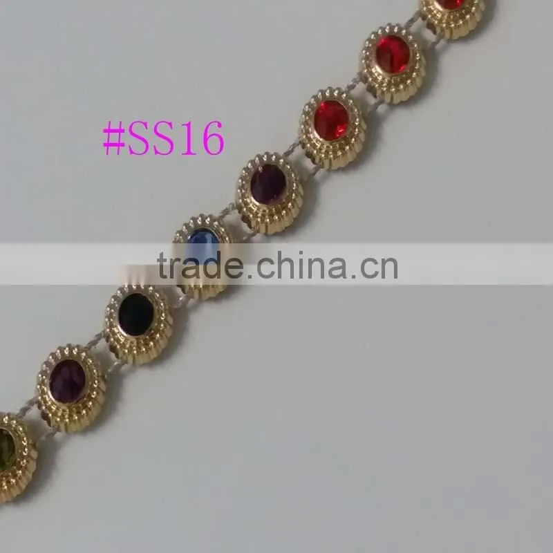 Gold UV electroplating diamond Trimming. Crystal Rhinestone BandingSS12 rhinestone Banding . Wholesale