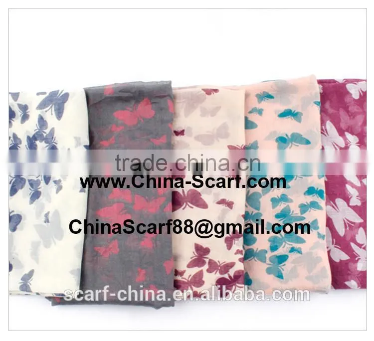 Women scarves wholesale printing monochrome butterfly