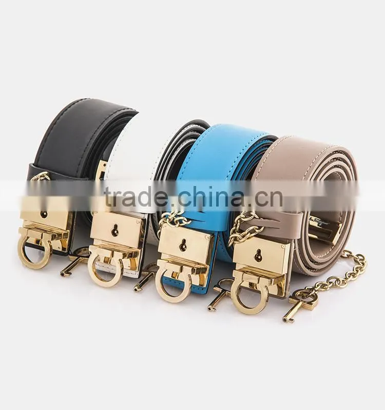 Charming exotic ladies leather belt Attractive women genuine belt Metal buckle leather belt