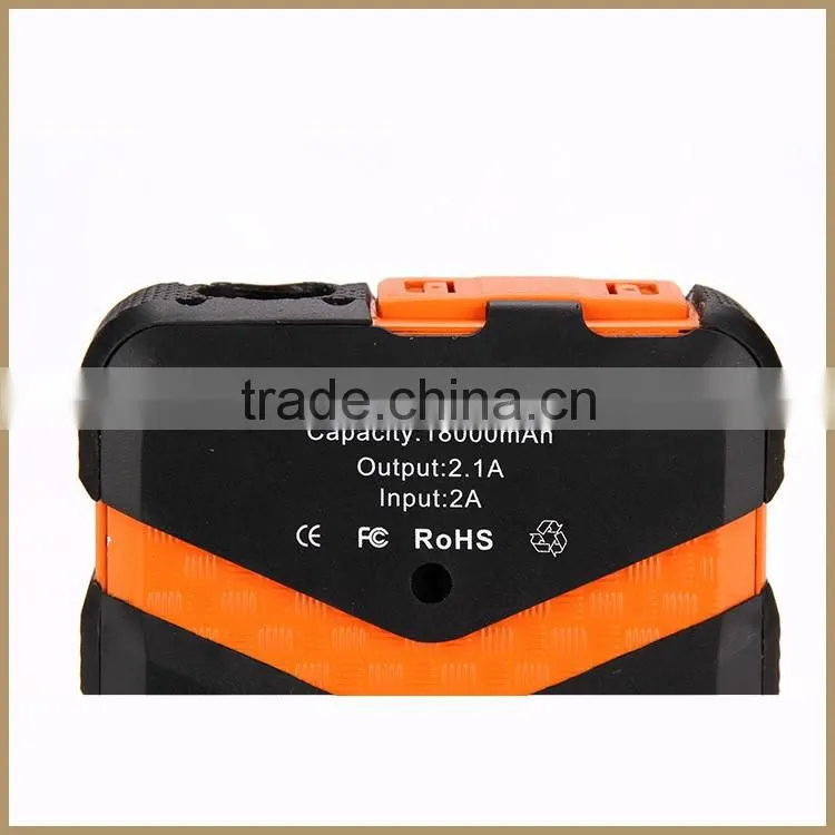2016 Wholesale Water Proof Shock Proof Dust Proof Multicapacity Power Bank 18000mAh With Flashlight