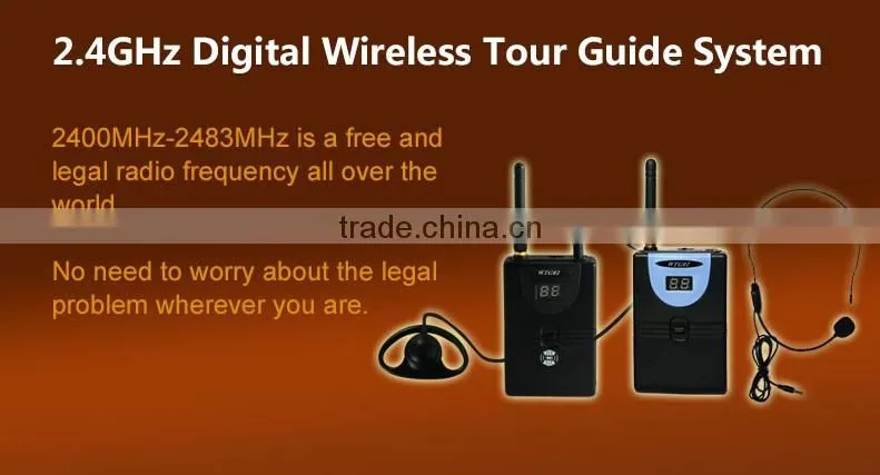 TP-Wireless Tour Guide System for Church, Simultaneous Translation, Meeting, Museum Visiting 1 transmitter 5 Receivers