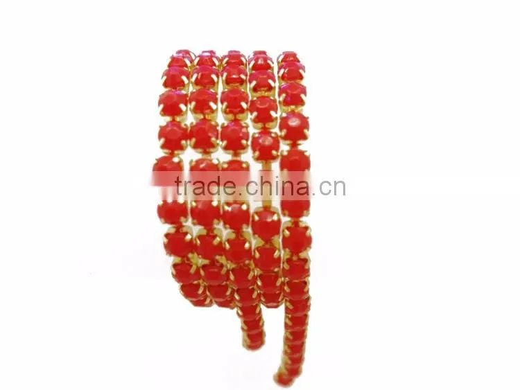 Rhinestone Trim Clear Crystal Strass ss24 Gold Metal Claw Cup Chain Sew On Rhinestones Chain For Clothes Garment