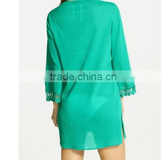 Women Fashion Hollow Out Embroidered Attractive Bikini Beach Holiday Blouse