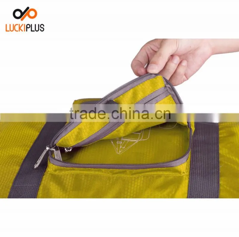 Luckiplus Foldable Travel Duffel Bag Luggage Sports Gym Water Resistant Nylon Yellow
