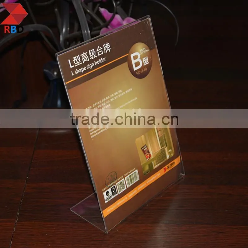 China alibaba gold supplier 5.5 x 8.5 Acrylic Sign Holder for Tabletops, Top Insert, T-style - Clear