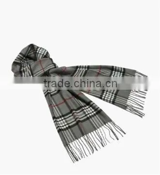 Classic Grey Plaid Winter Acrylic Scarf