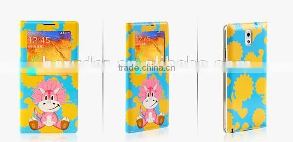 Hot fashion printing leather flip open cover for samsung galaxy note 3