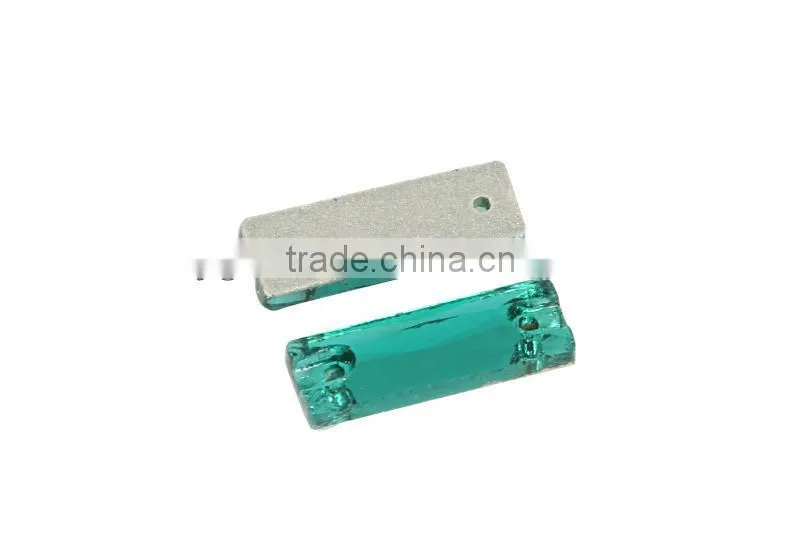 Hot sale highest quality sew-on crystal beads number 3072# Rectangle shape Emerald color for garment