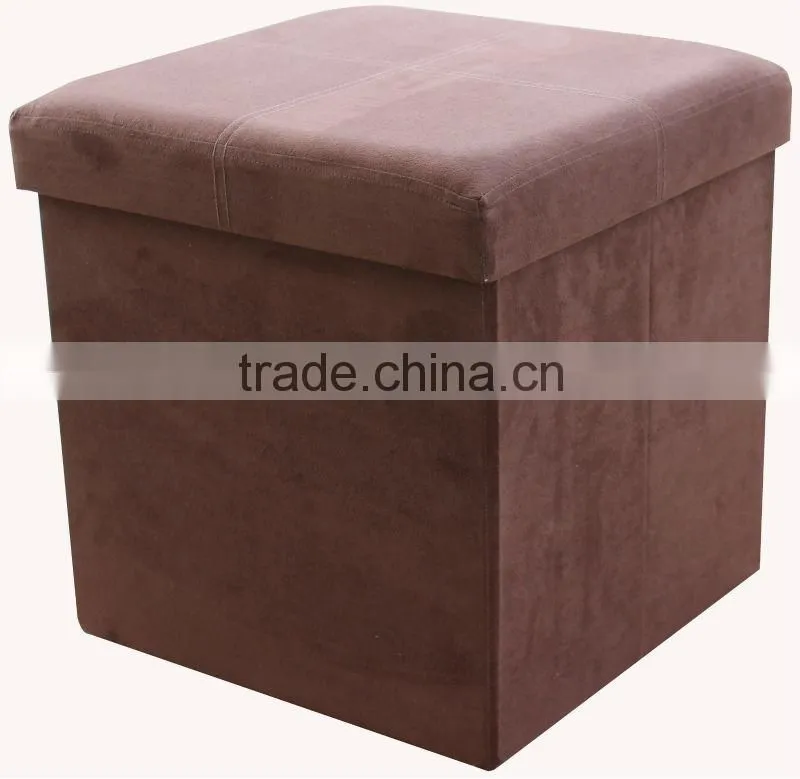 stronger!! Grey Suede folding storage ottoman
