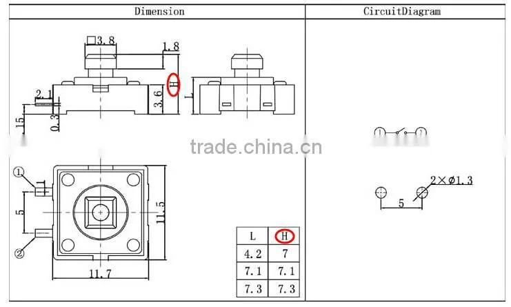 China Manufacturer 12v rohs tact switch mini straight, touch square tact switch