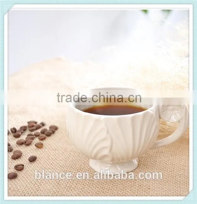 high quality ceramic 200ml shell mug with European-style shell mug in shell design