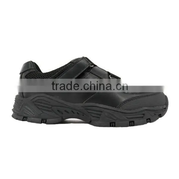 New Design Stylish Magic Sticker Breathable Children Black School Shoes