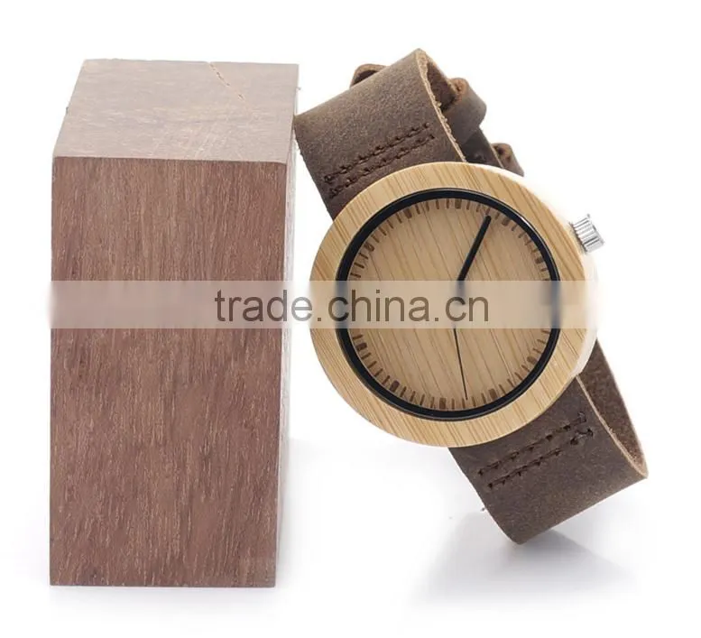 Hotsale bamboo watches with leather strap wooden watches