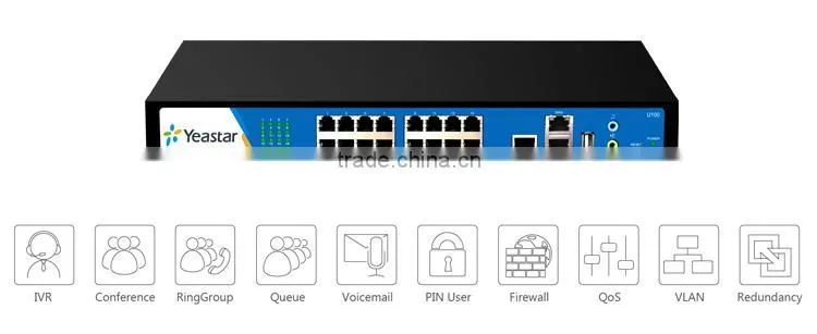100 users Asterisk IP PBX System with 1 U rack