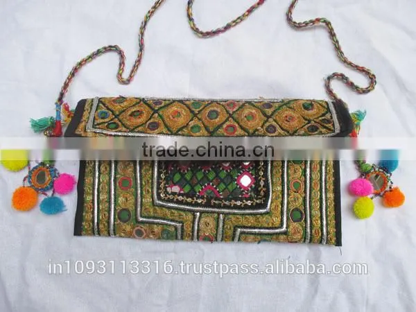 VINTAGE CLUTCH BANJARA HAND EMBROIDERY ETHNIC PATCHWORK HANDMADE BAG VINTAGE CROSS BODY CLUTCH BAG
