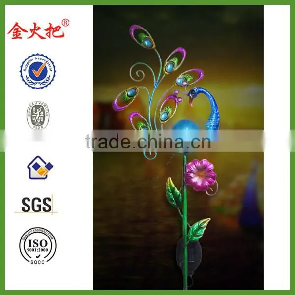 Metal bird welcome garden stake