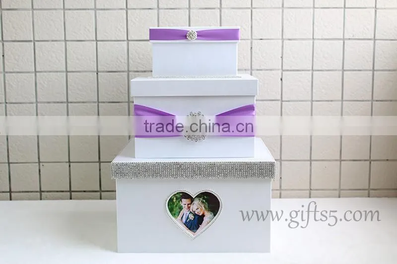 Elegant purple wedding money box in handmade with photo frame wedding accessories
