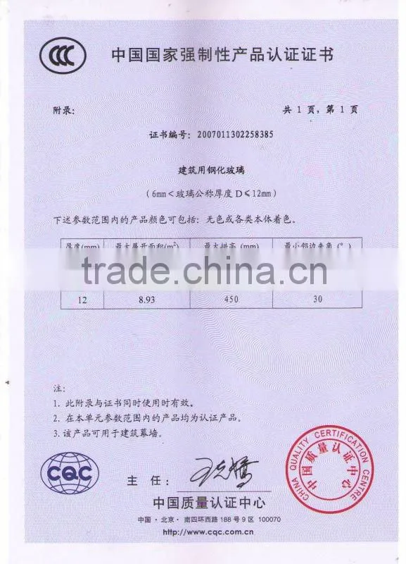 tempered laminated glass price wtih high quality