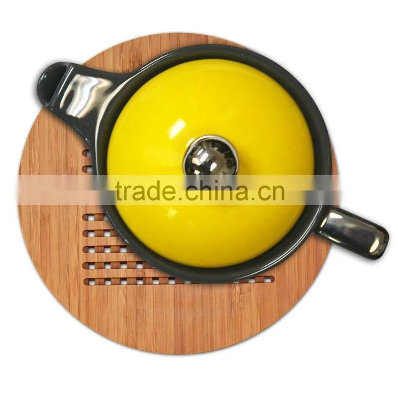 Round and Square Bamboo Wooden Heating Pot Kitchen Mug Lattice Trivets Coaster Set
