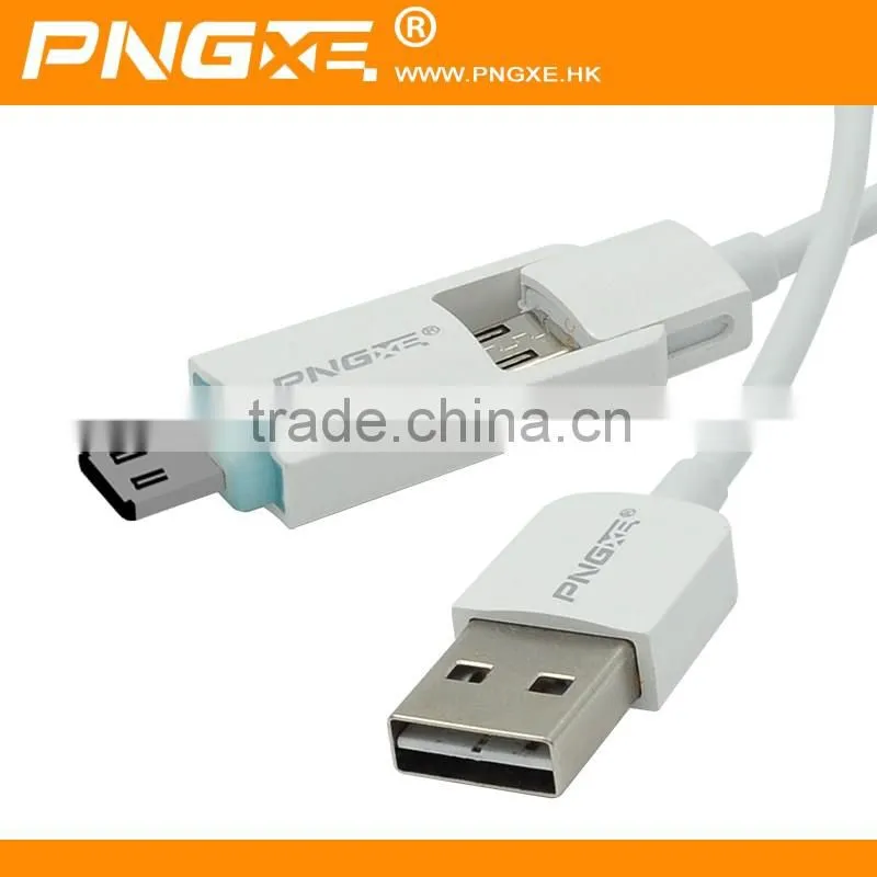 Top selling fashion 2 in 1 charger phone cable fast transfer usb data cable with led