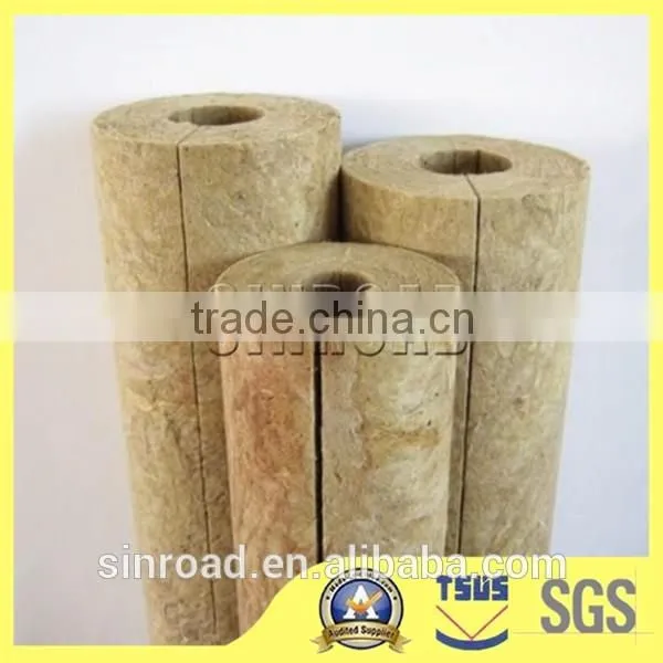 Thermal Insulation Material Torch Membrane Rockwool Pipe / Tube 100kg/m3