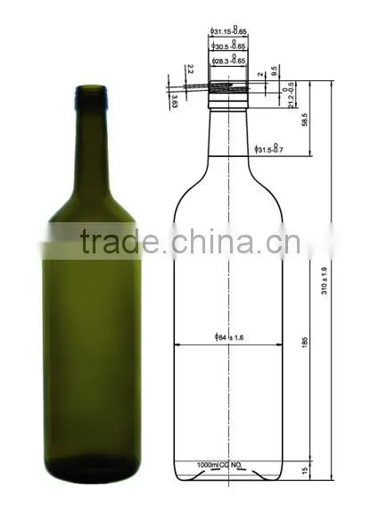Glasslucky hot sale dark green 750ml glass wine bottles wholesale