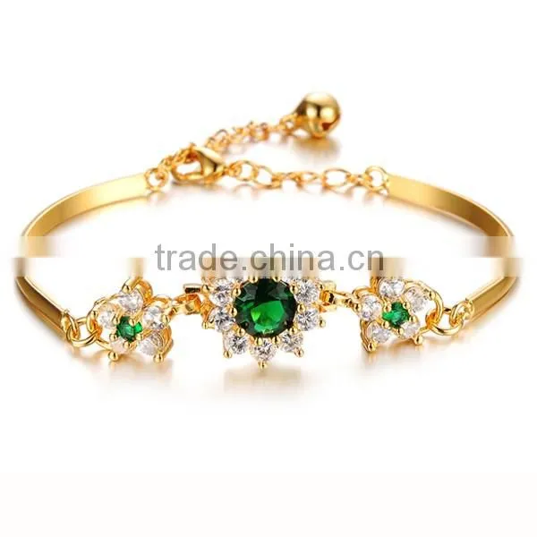Luxury Gold Plated Alloy Zircon Wedding Bracelet For Women
