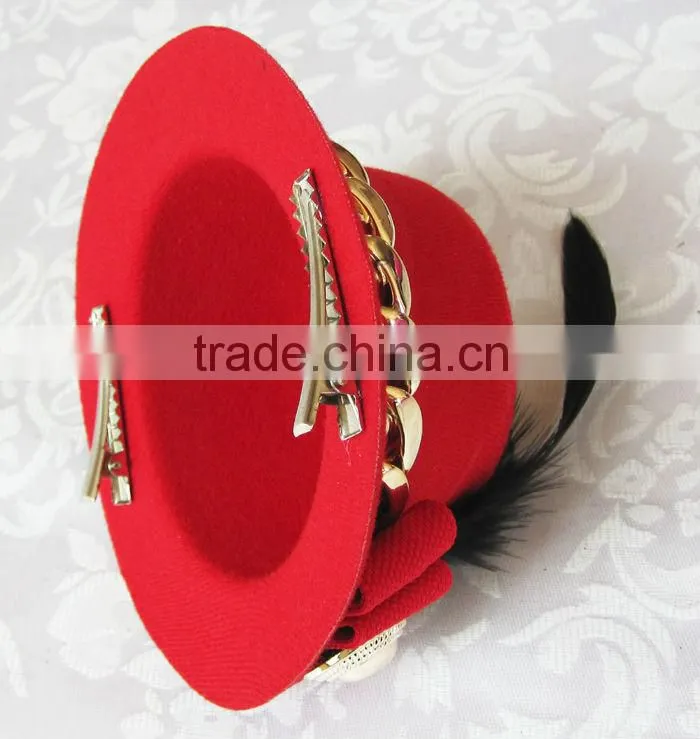 MYLOVE Red Top Hat Hair Fascinator Hair clips Party Prom hair Accessories MLXM002