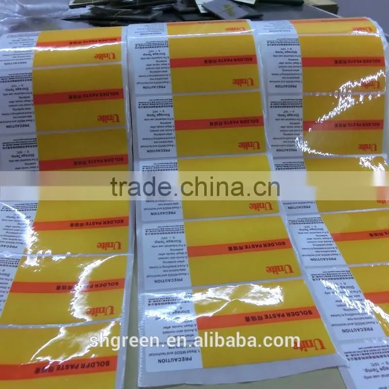 Supermarket paper sticker in roll