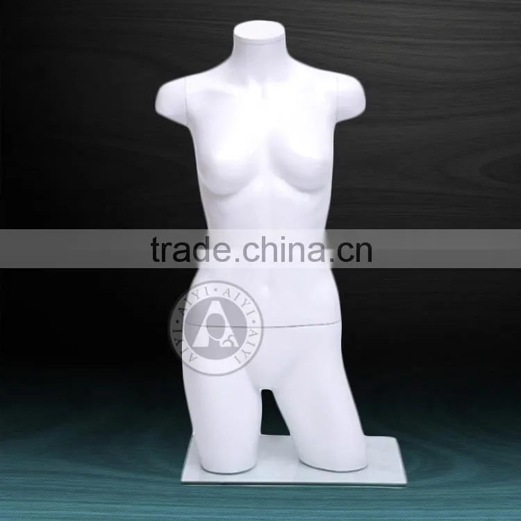 3/4 white glossy female headless torso mannequin