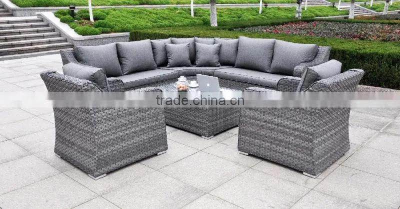 Patio Sectional Furniture Wicker Rattan Sofa Set with Cushions